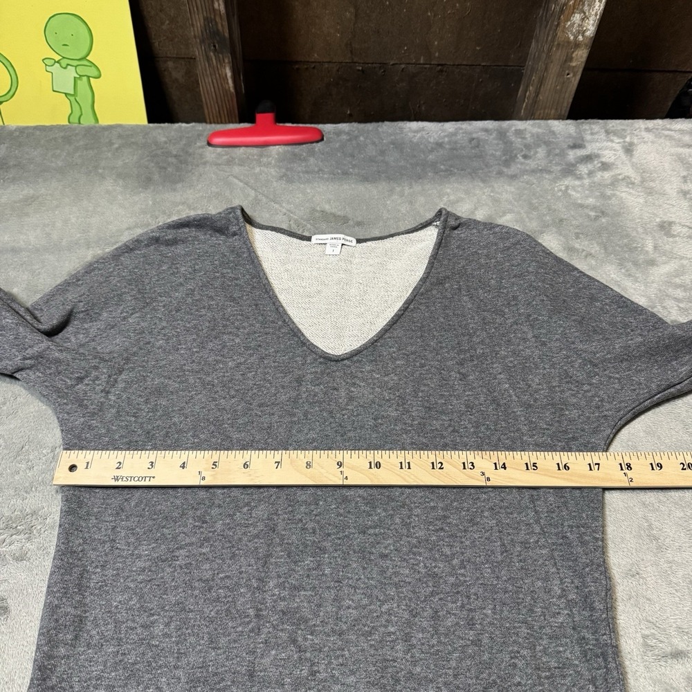 James Perse Womens 3/4 Sleeve V Neck Mini Dress in Gray Terry Fleece Size 1 (S) - Picture 7 of 9